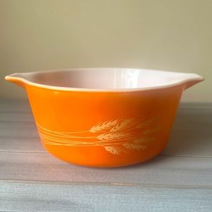 Vintage Pyrex 474-b 1.5 Qt Round Casserole Autumn Harvest Wheat Orange